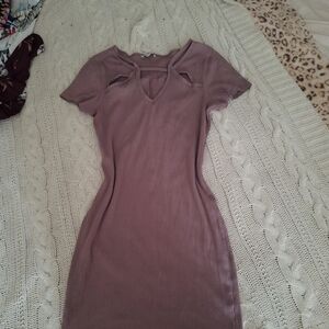 Charlotte Russe Mauve Cutout Bodycon Mini Dress Size Large